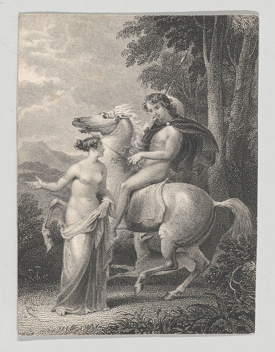 Venus and Adonis (Shakespeare, Poems, Verse 3, line 13), Charles Rolls (British, 1799–1885), Etching and engraving 