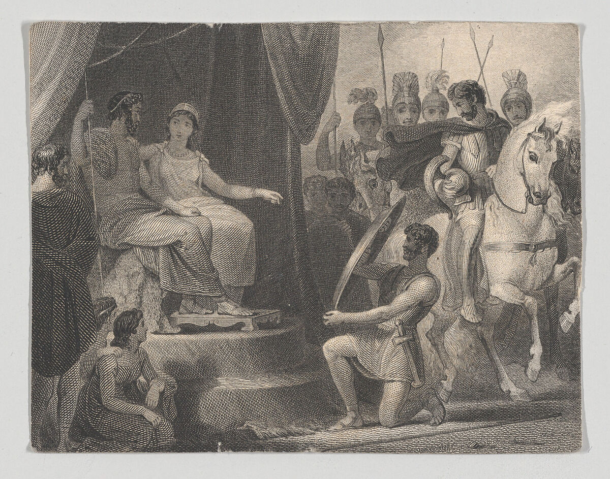 Simonides and Thaisa (Shakespeare, Pericles, Act 2, Scene 2), Frederick Bacon (British, London 1803–1887 California), Etching and engraving 