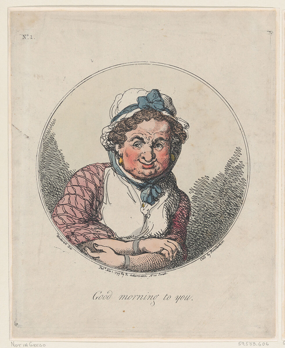 Good Morning To You, Thomas Rowlandson (British, London 1757–1827 London), Hand-colored etching 