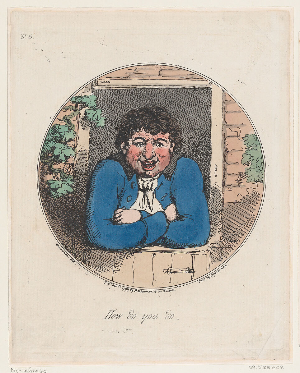 How Do You Do, Thomas Rowlandson (British, London 1757–1827 London), Hand-colored etching 