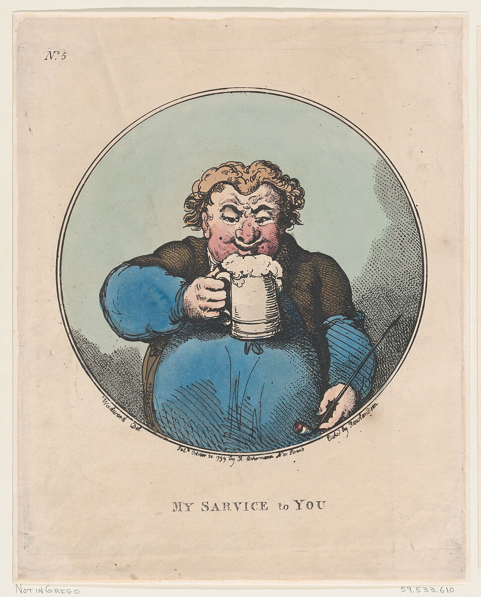 My Service To You, Thomas Rowlandson (British, London 1757–1827 London), Hand-colored etching 