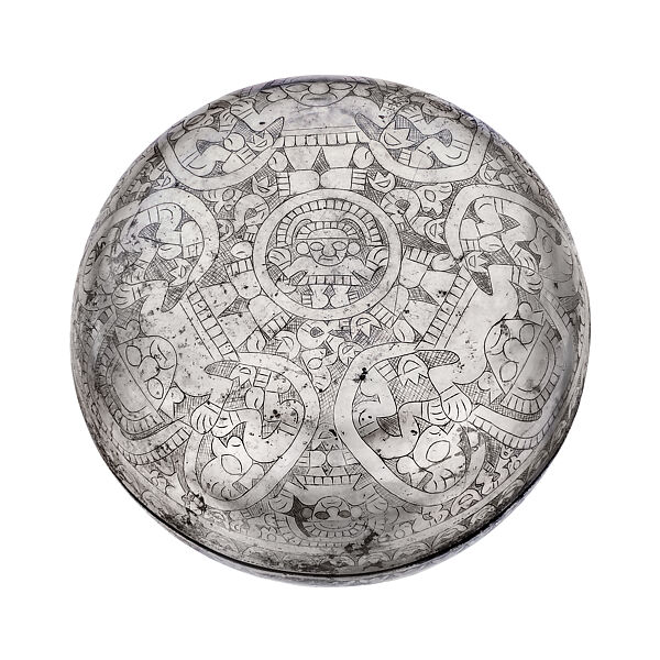 Ceremonial Bowl with a Spondylus Scene, Silver, Chimú 