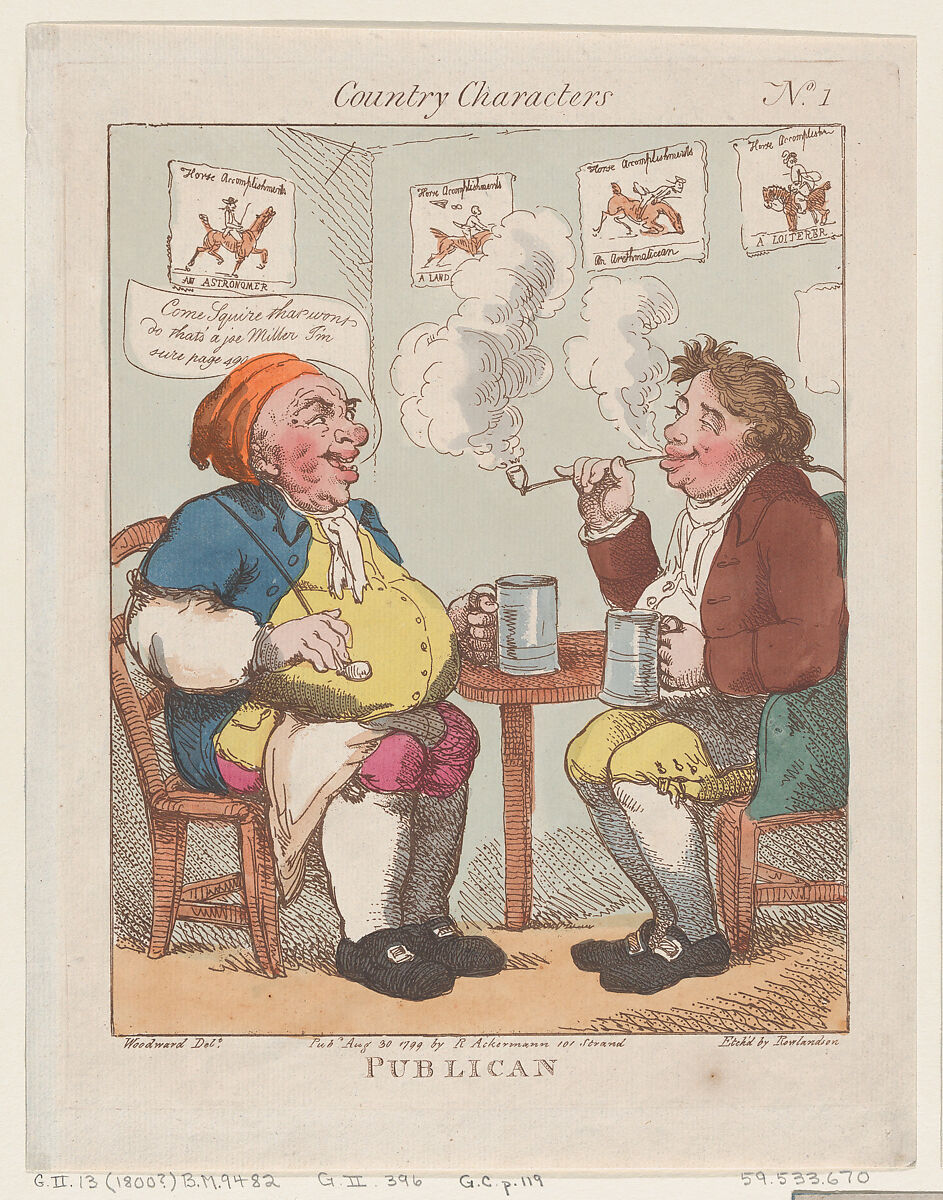 Publican, Thomas Rowlandson (British, London 1757–1827 London), Hand-colored etching 