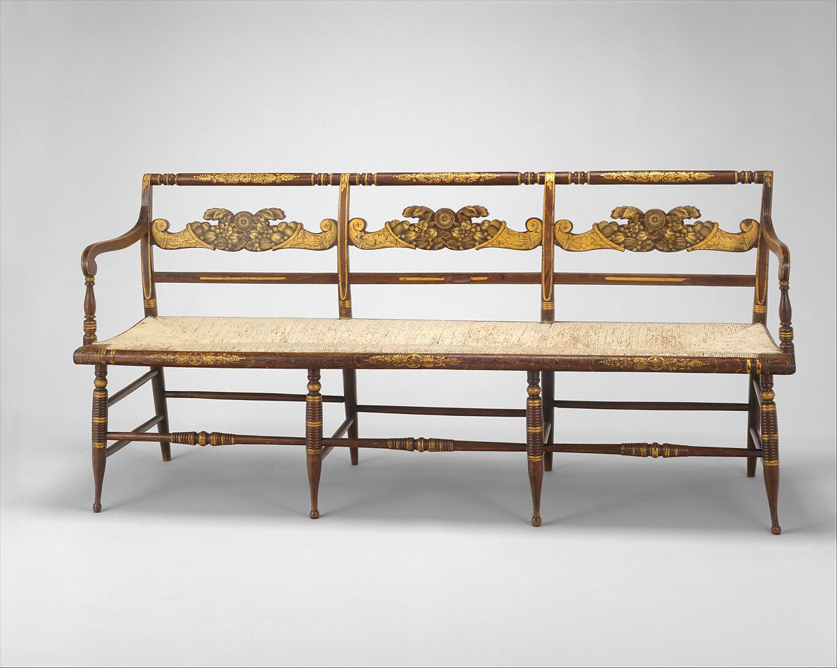 Settee, Attributed to Lambert Hitchcock (1795–1852), Wood, American 