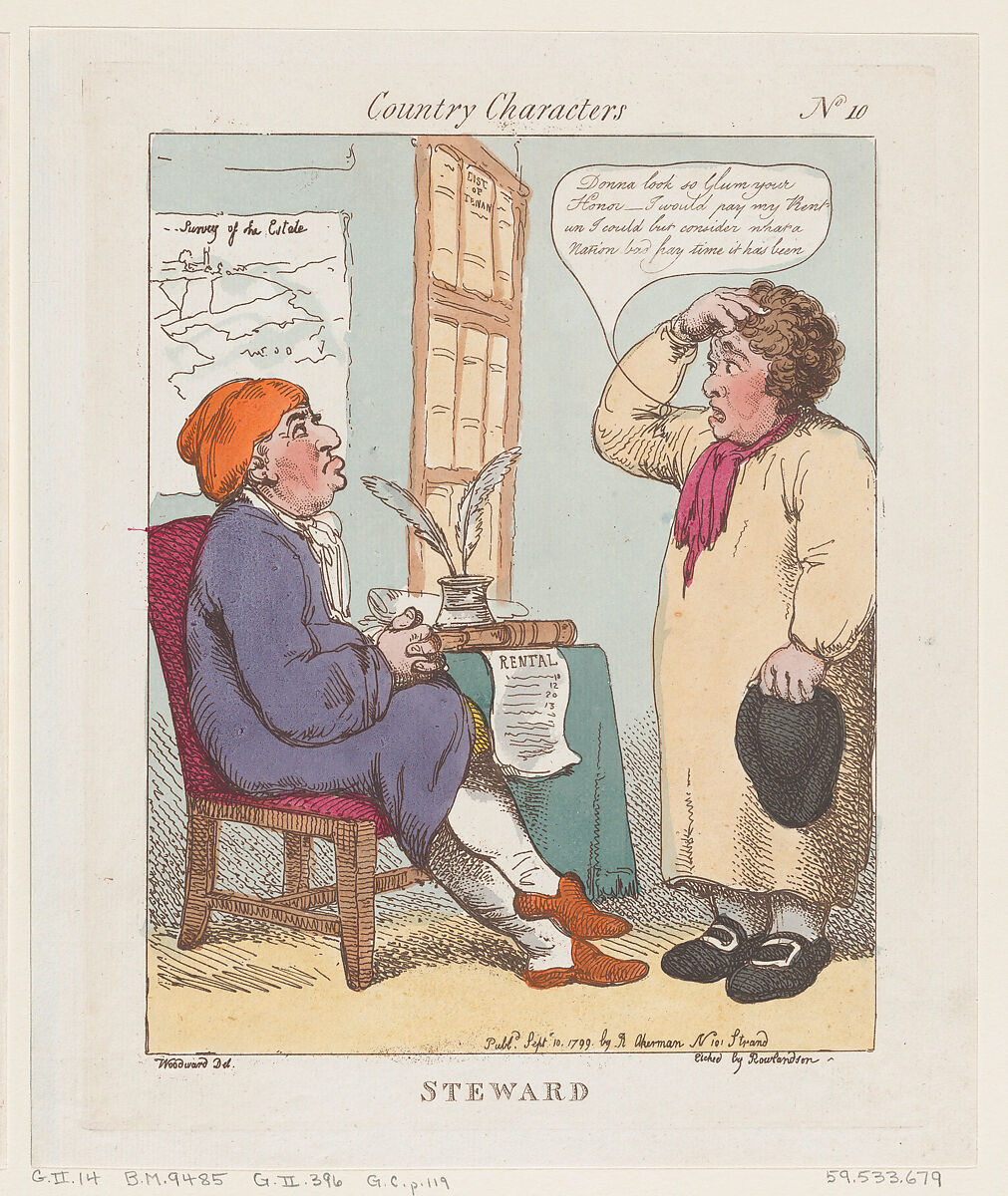 Steward, Thomas Rowlandson (British, London 1757–1827 London), Hand-colored etching 