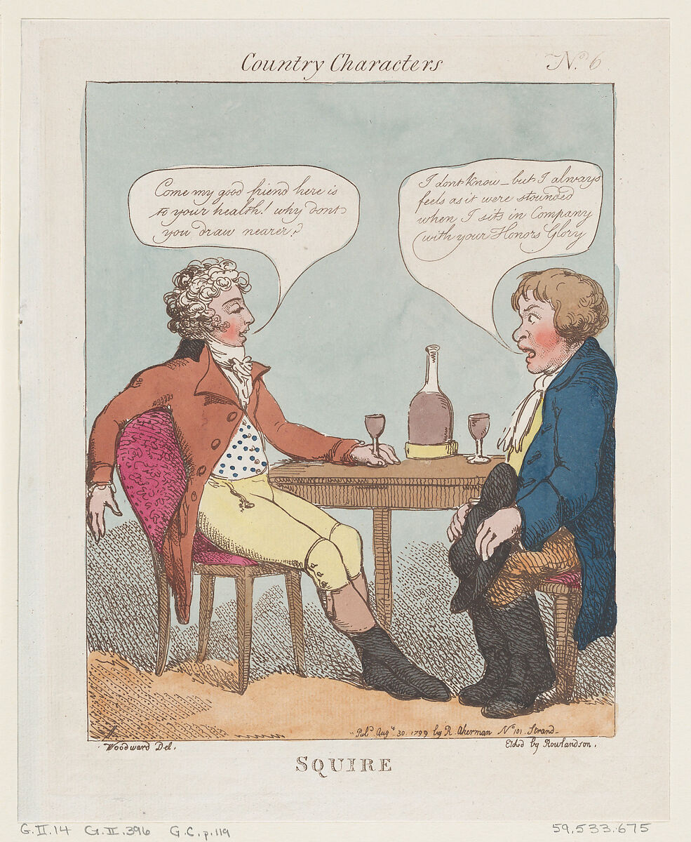 Squire, Thomas Rowlandson (British, London 1757–1827 London), Hand-colored etching 