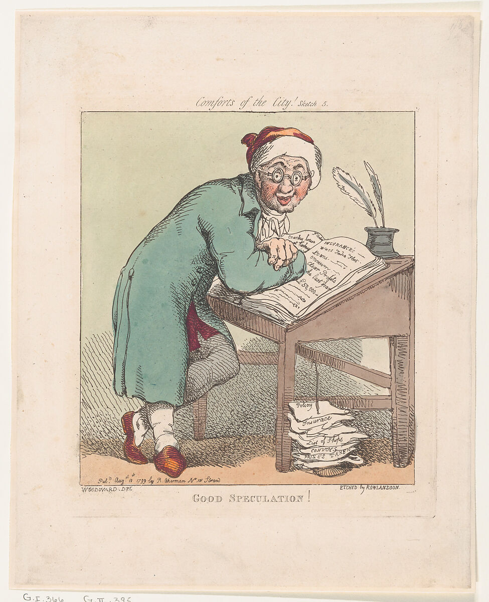 Good Speculation!, Thomas Rowlandson (British, London 1757–1827 London), Hand-colored etching 