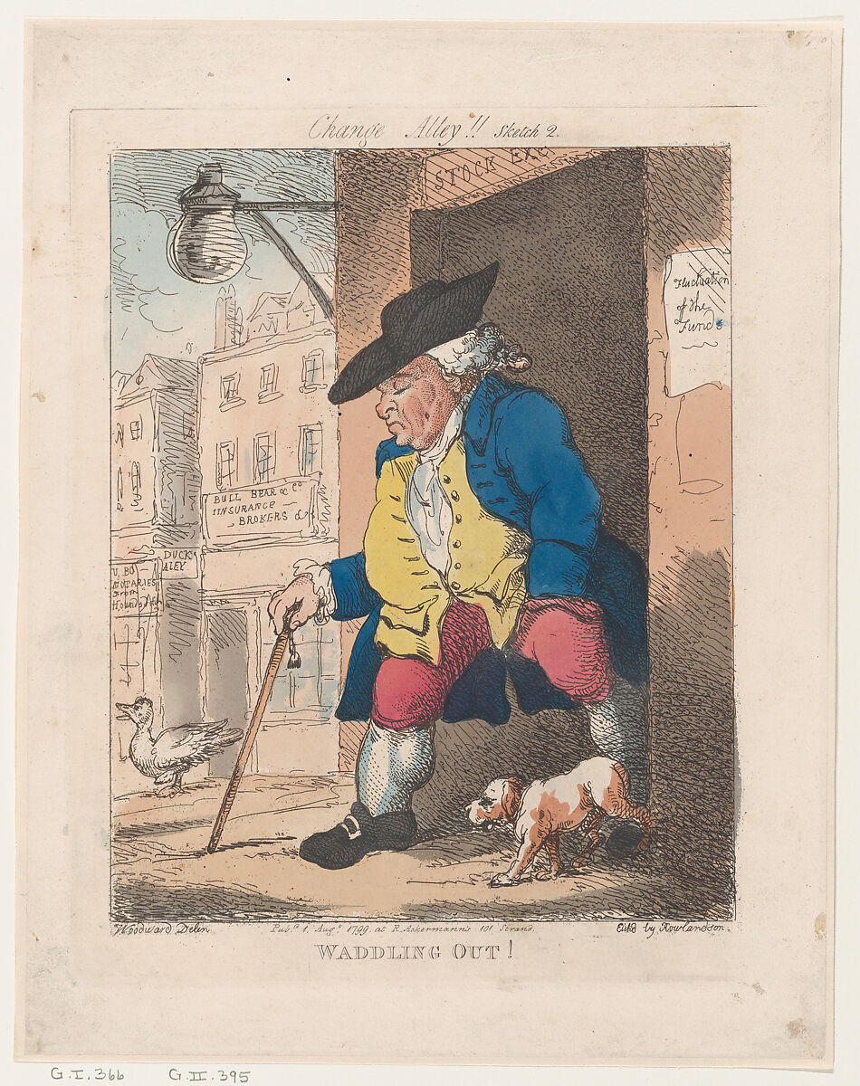 Waddling Out!, Thomas Rowlandson (British, London 1757–1827 London), Hand-colored etching 