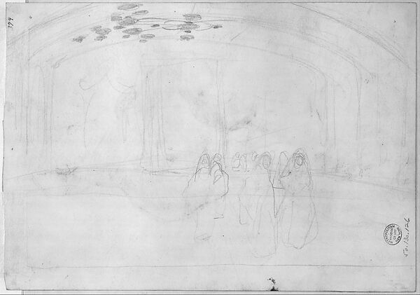 Study for "Women Approaching", John Singer Sargent (American, Florence 1856–1925 London), Graphite on off-white wove paper, American 
