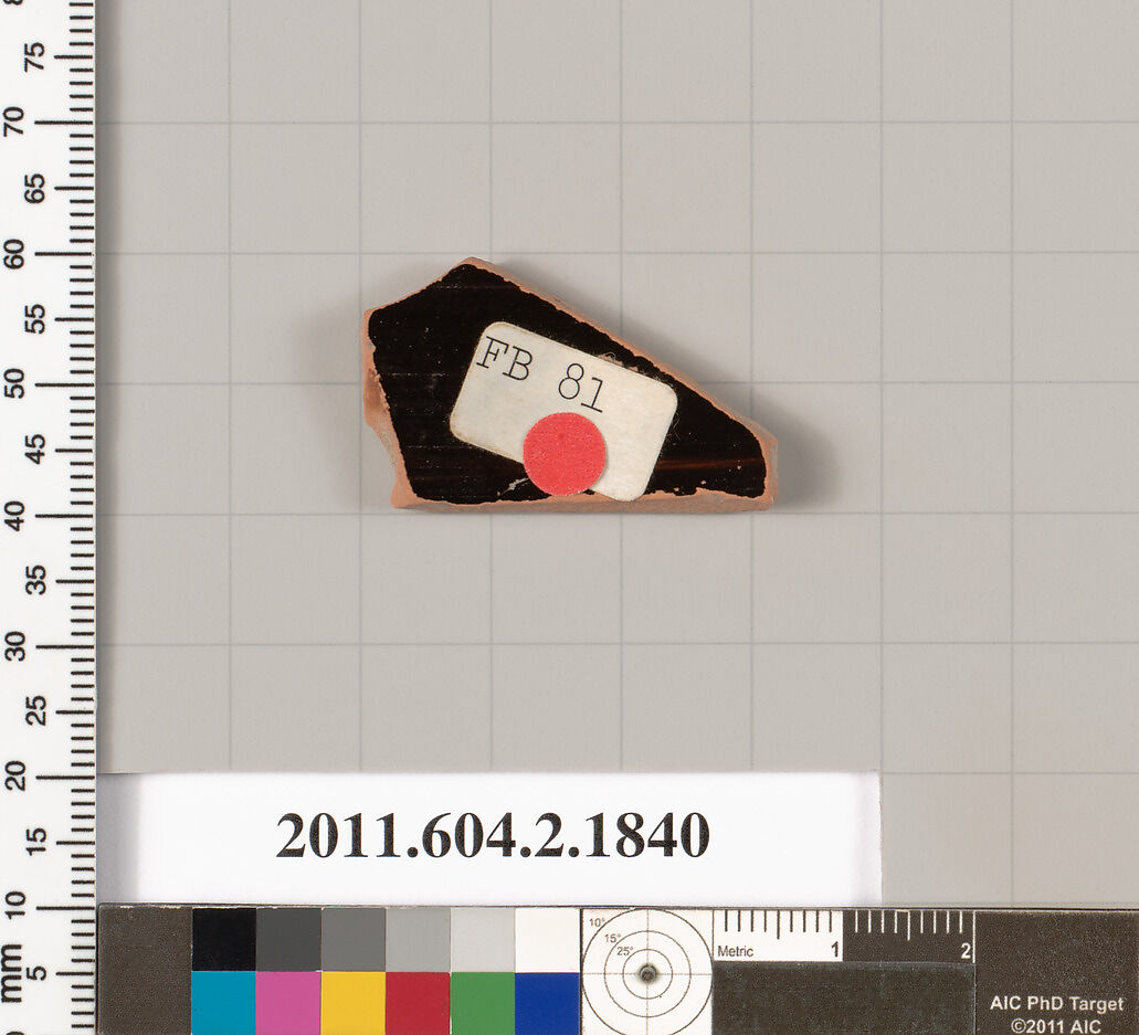 Terracotta fragment of a skyphos (deep drinking cup), Terracotta, Greek, Attic