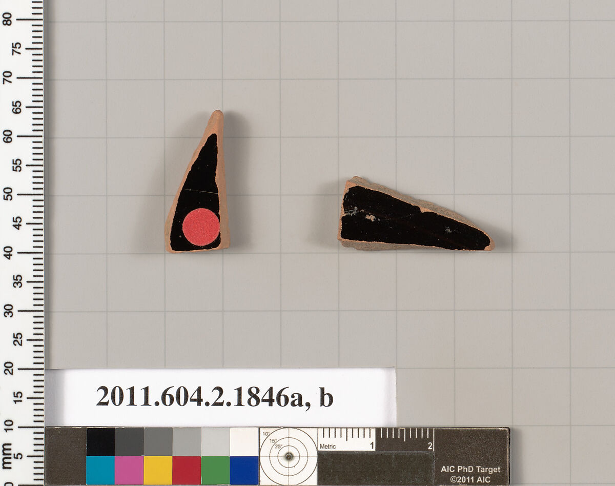 Terracotta fragments of skyphoi (deep drinking cups), Terracotta, Greek, Attic