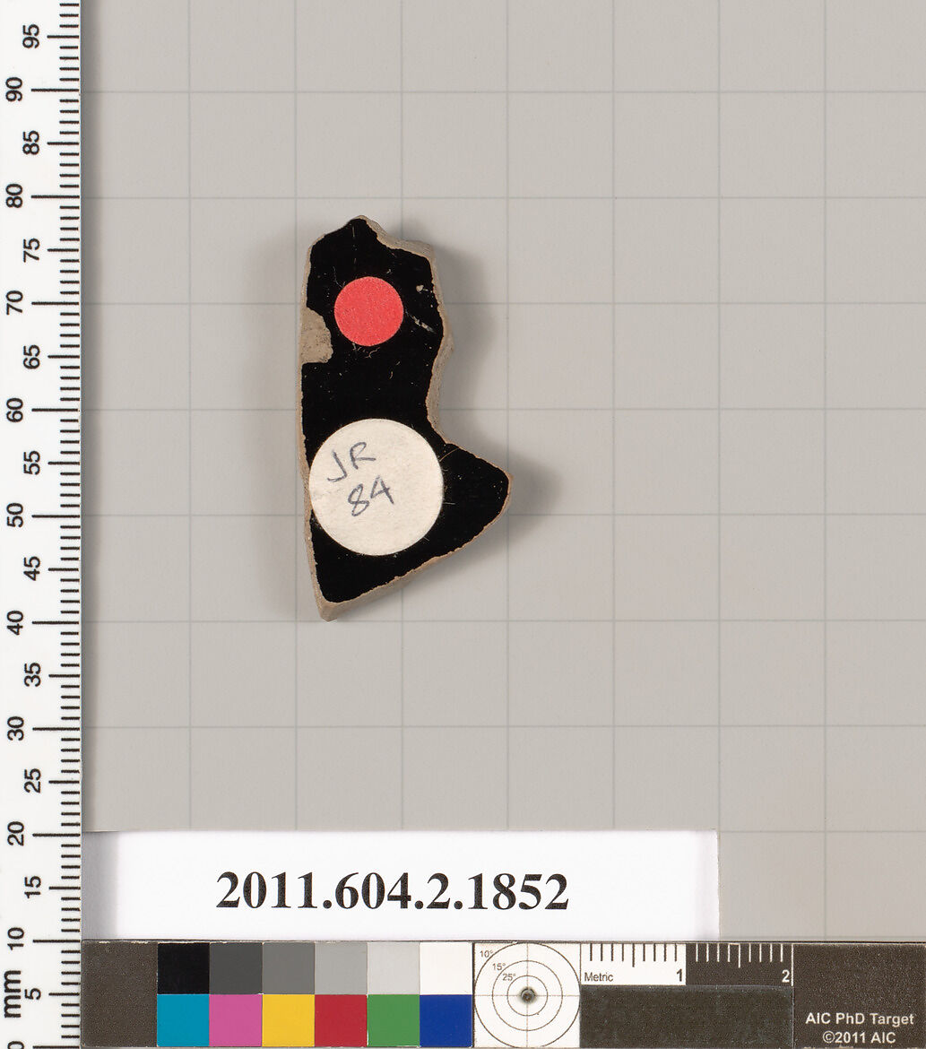 Terracotta fragment of a skyphos (deep drinking cup), Terracotta, Greek, Attic