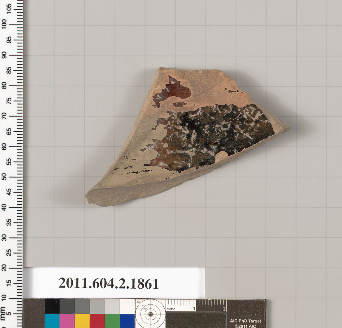 Terracotta fragment of a skyphos (deep drinking cup), Terracotta, Greek, Attic