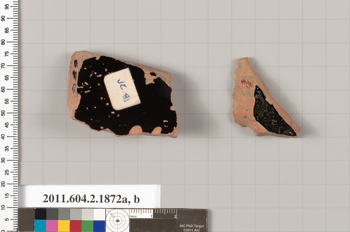 Terracotta fragments of skyphoi (deep drinking cups), Terracotta, Greek, Attic