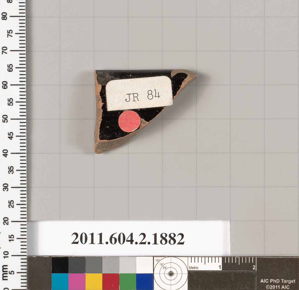 Terracotta rim fragment of a skyphos (deep drinking cup), Terracotta, Greek, Attic