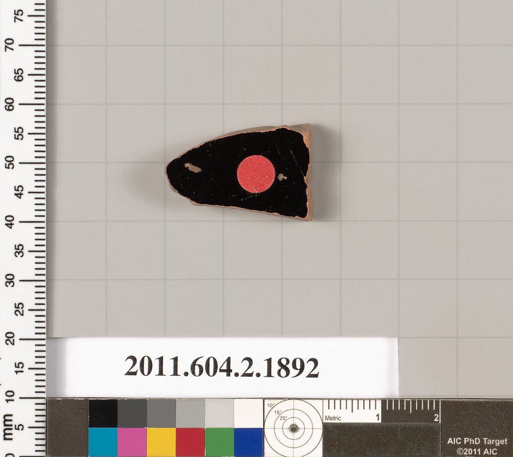 Terracotta fragment of a skyphos (deep drinking cup), Terracotta, Greek, Attic