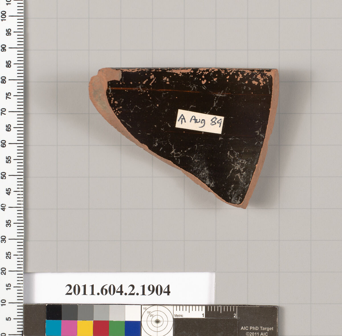 Terracotta fragment of a skyphos (deep drinking cup), Terracotta, Greek, Attic