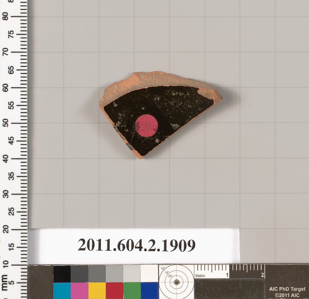 Terracotta fragment of a skyphos (deep drinking cup), Terracotta, Greek, Attic