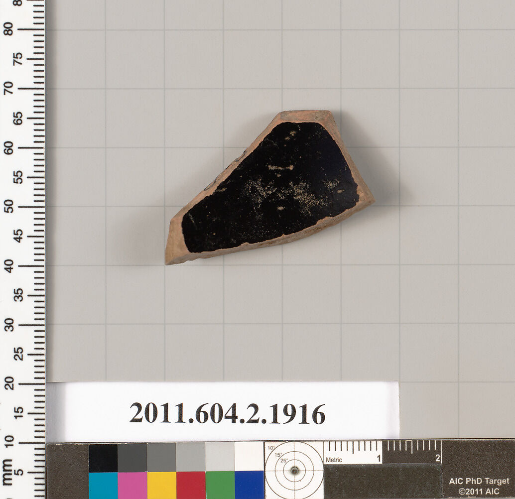 Terracotta fragment of a skyphos (deep drinking cup), Terracotta, Greek, Attic