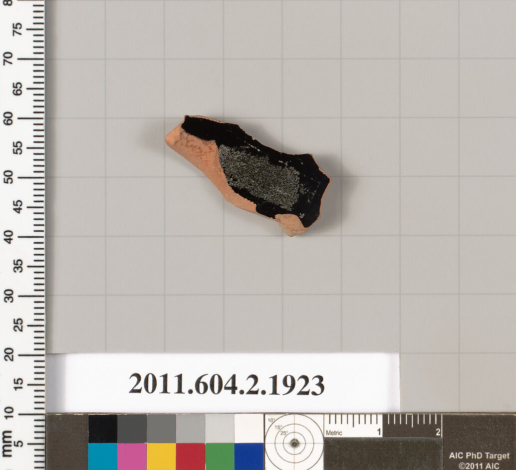 Terracotta fragment of a skyphos (deep drinking cup), Terracotta, Greek, Attic