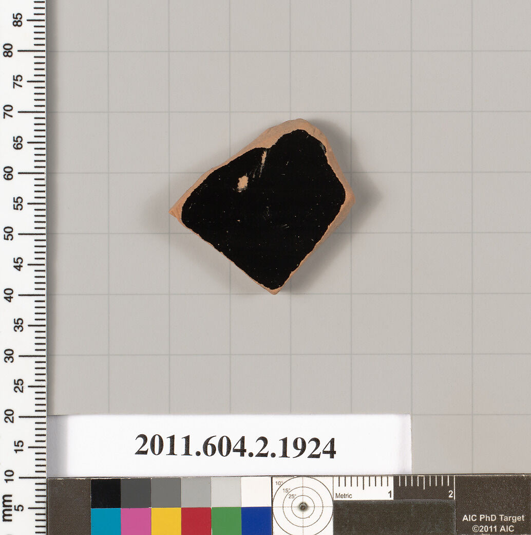 Terracotta fragment of a skyphos (deep drinking cup), Terracotta, Greek, Attic