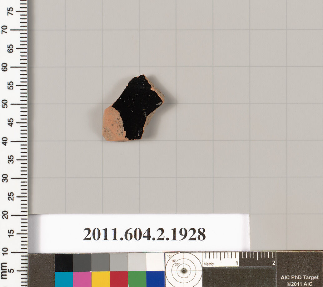 Terracotta fragment of a skyphos (deep drinking cup), Terracotta, Greek, Attic