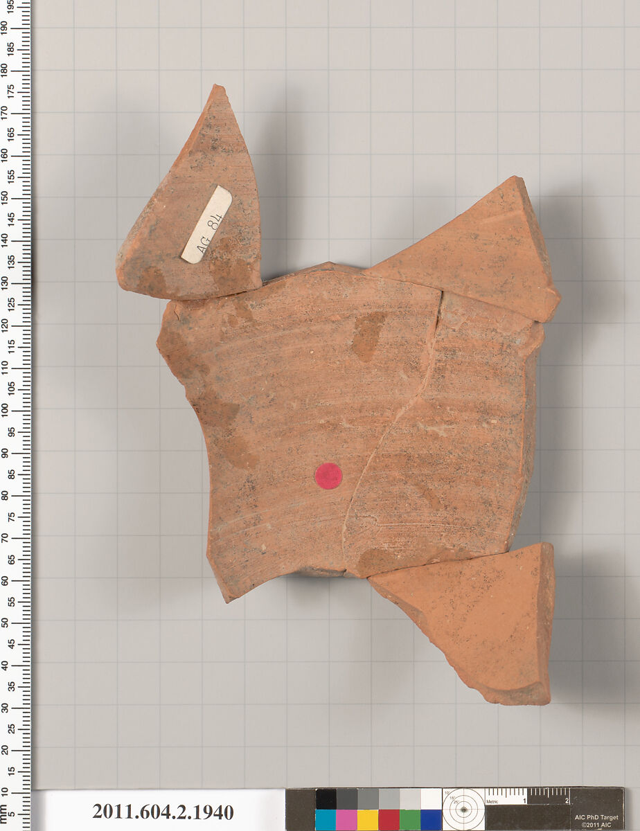 Terracotta fragment of a Nolan neck-amphora (jar), Terracotta, Greek, Attic