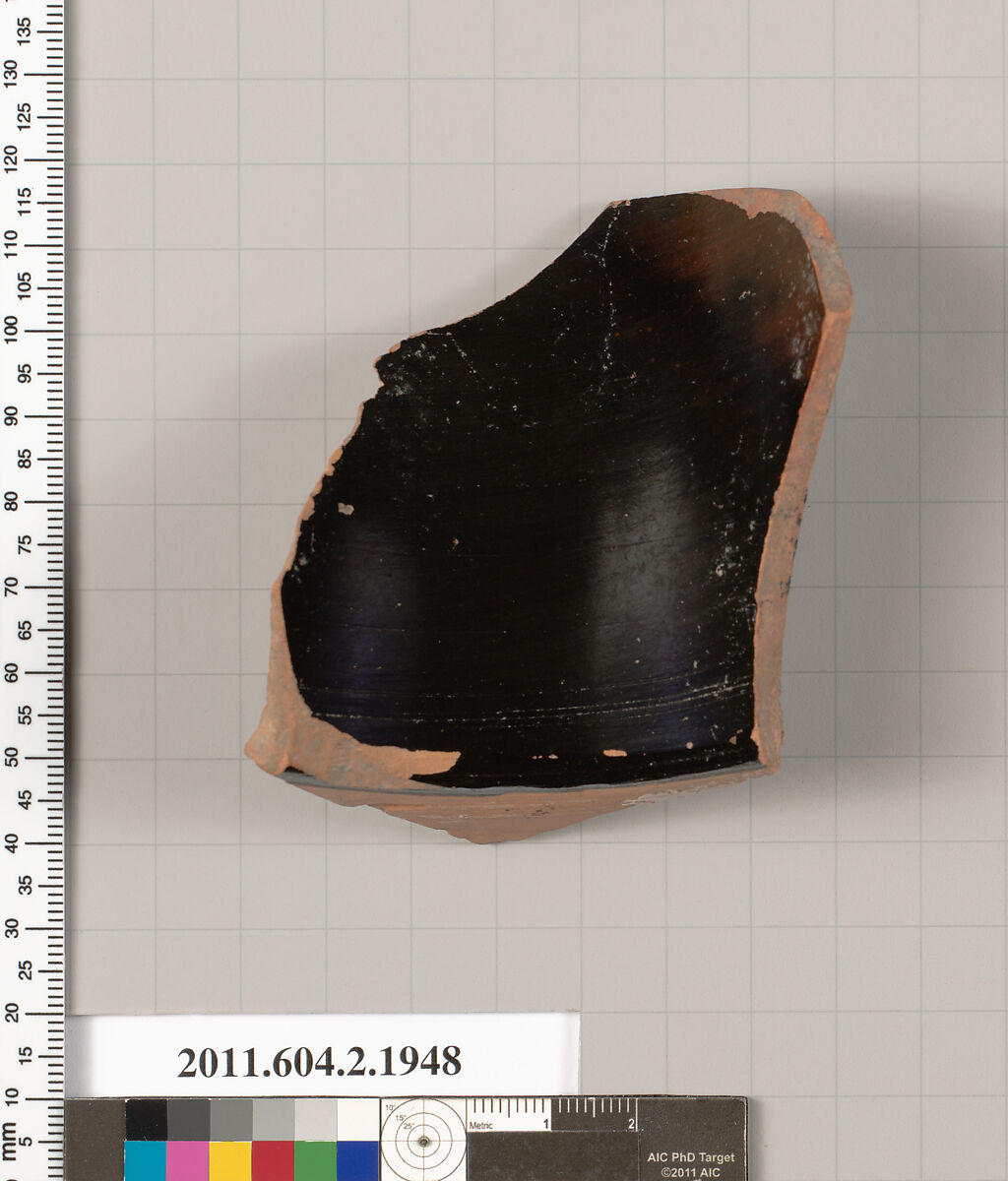 Terracotta fragment of a Nolan neck-amphora (jar), Terracotta, Greek, Attic