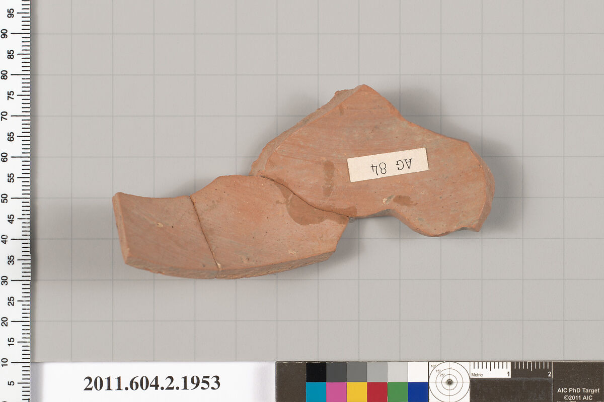 Terracotta fragment of a Nolan neck-amphora (jar), Terracotta, Greek, Attic