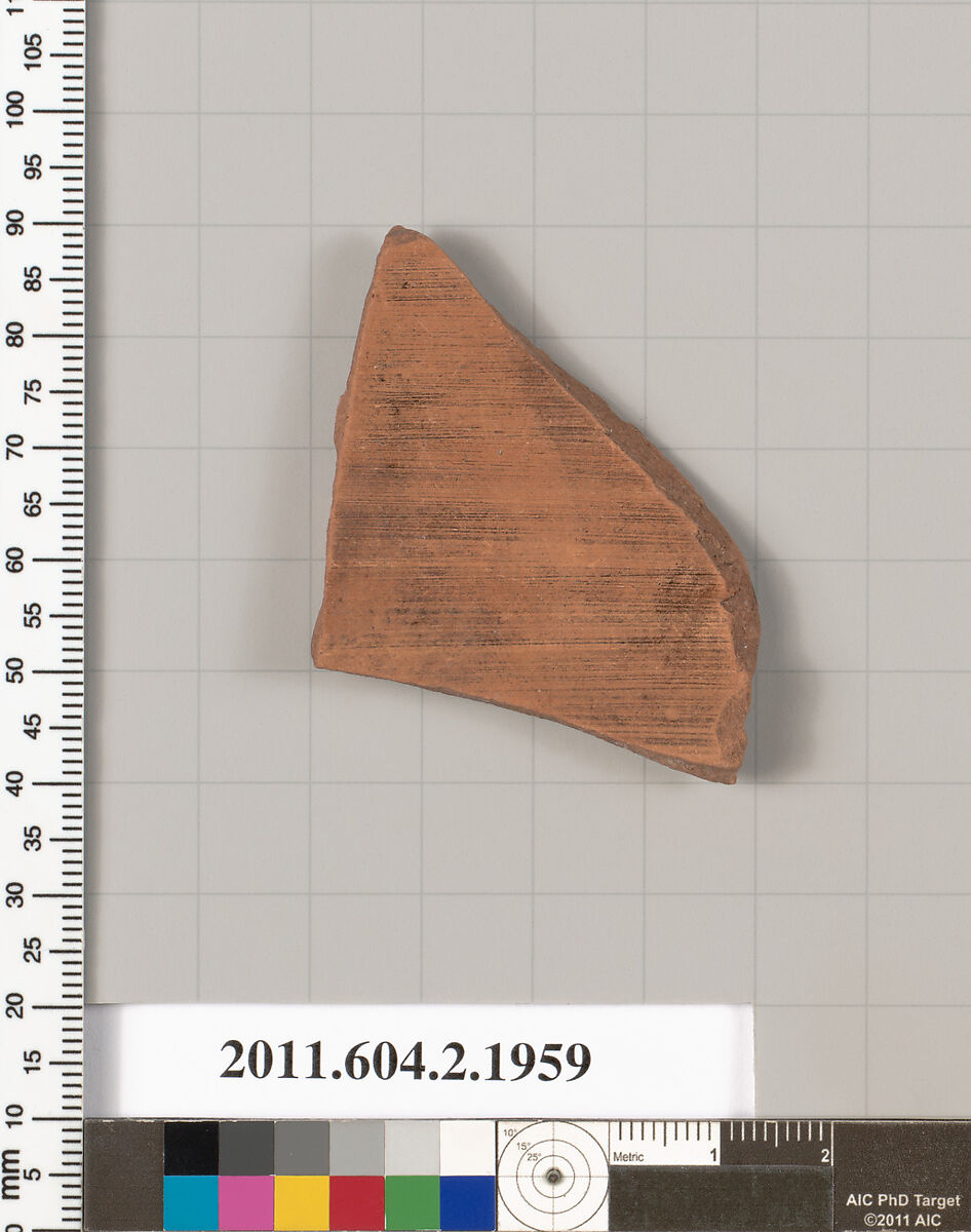 Terracotta fragment of a neck-amphora (jar)?, Terracotta, Greek, Attic