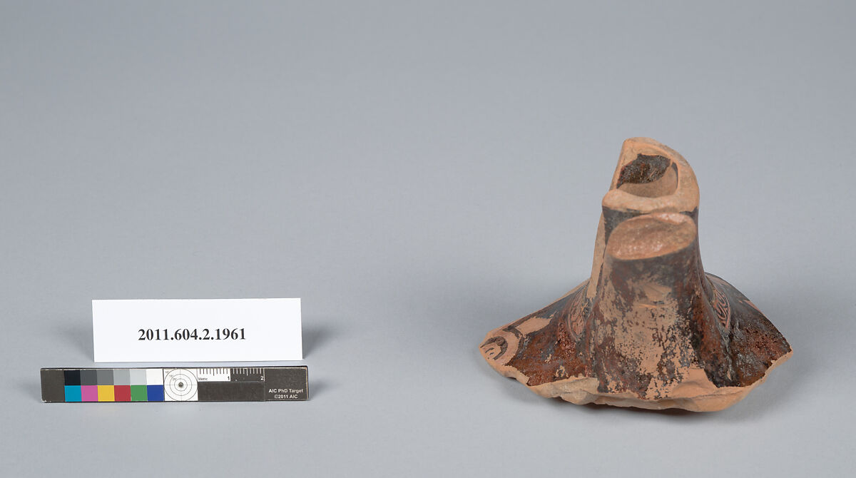 Terracotta fragment of a lekythos (oil flask), Terracotta, Greek, Attic