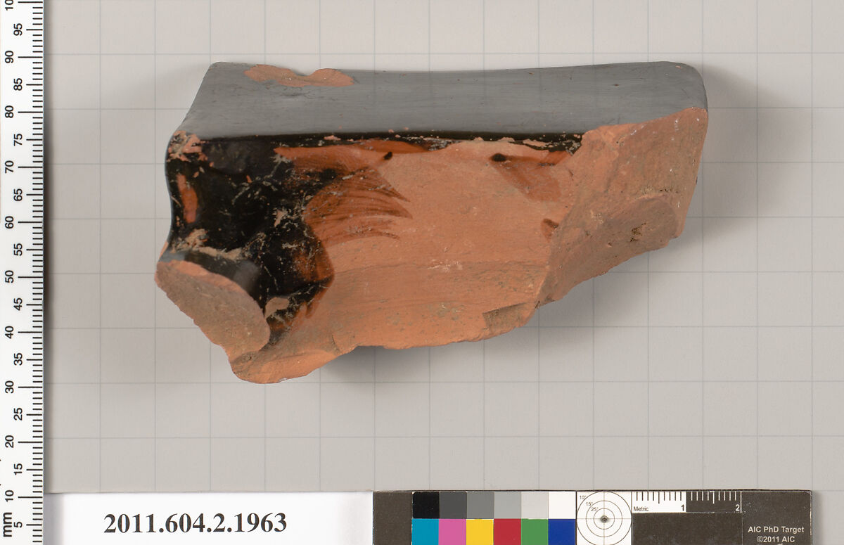 Terracotta fragment of a bell-krater (bowl for mixing wine and water), Terracotta, Greek, Attic