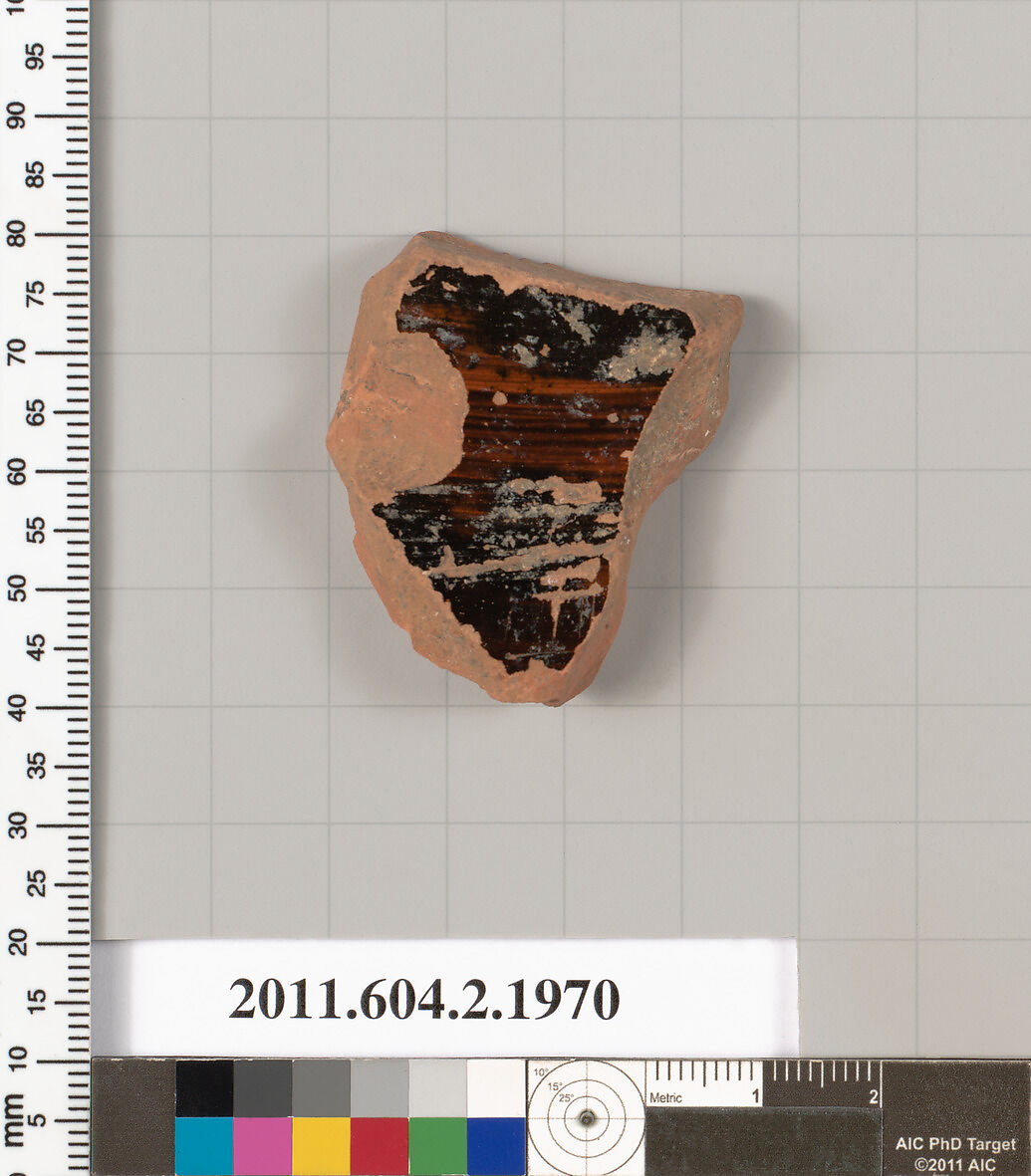 Terracotta fragment of a krater (bowl for mixing wine and water)?, Terracotta, Greek, Attic
