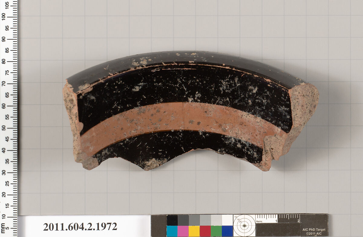 Terracotta fragment of a pelike (jar), Terracotta, Greek, Attic