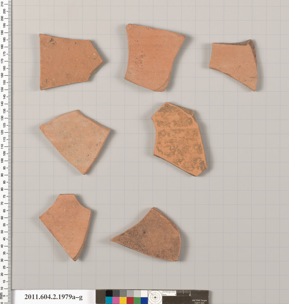 Terracotta fragments of pots; unglazed on the inside, Terracotta, Greek, Attic