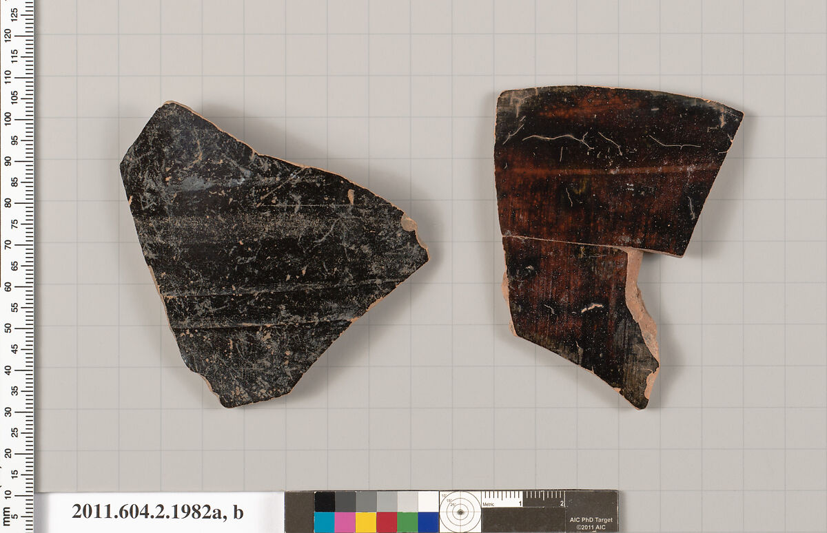 Terracotta fragments of pots; unglazed on the inside | Greek, Attic ...