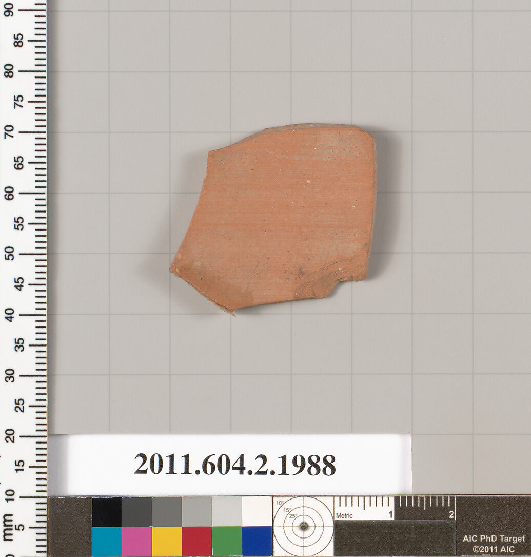 Terracotta fragment of a pot; unglazed on the inside, Terracotta, Greek, Attic