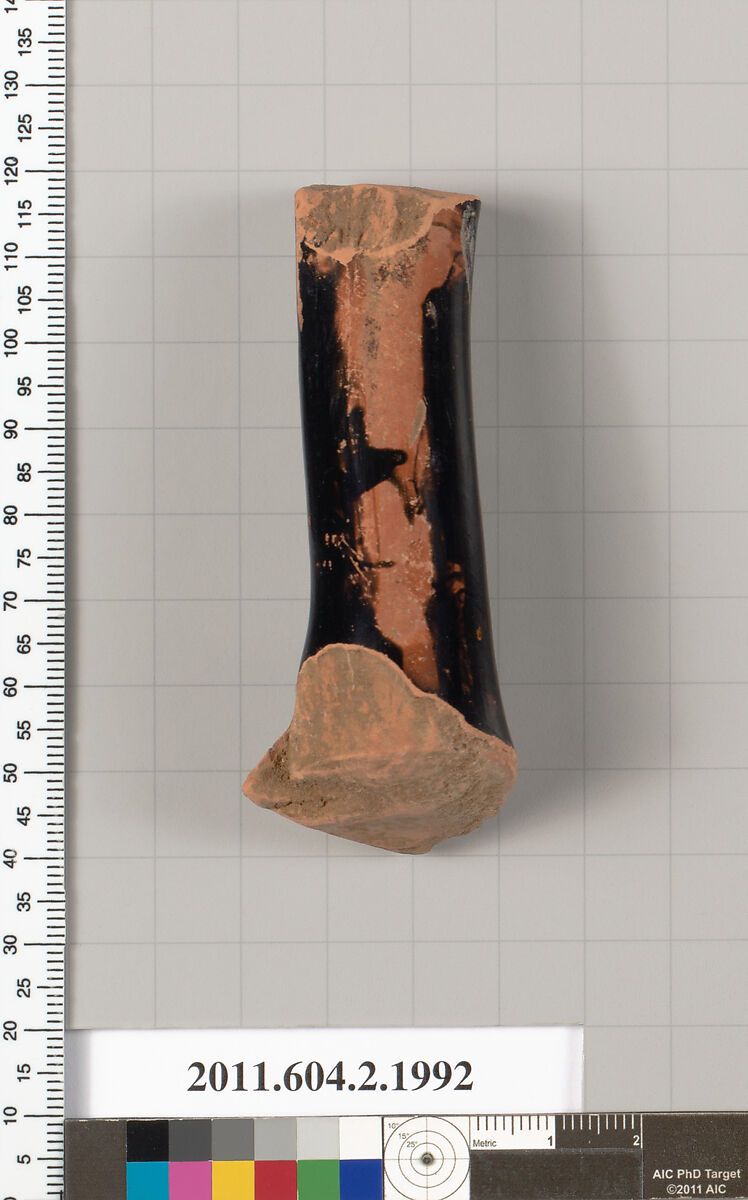 Terracotta fragment of a Neck-amphora (jar), Terracotta, Greek, Attic