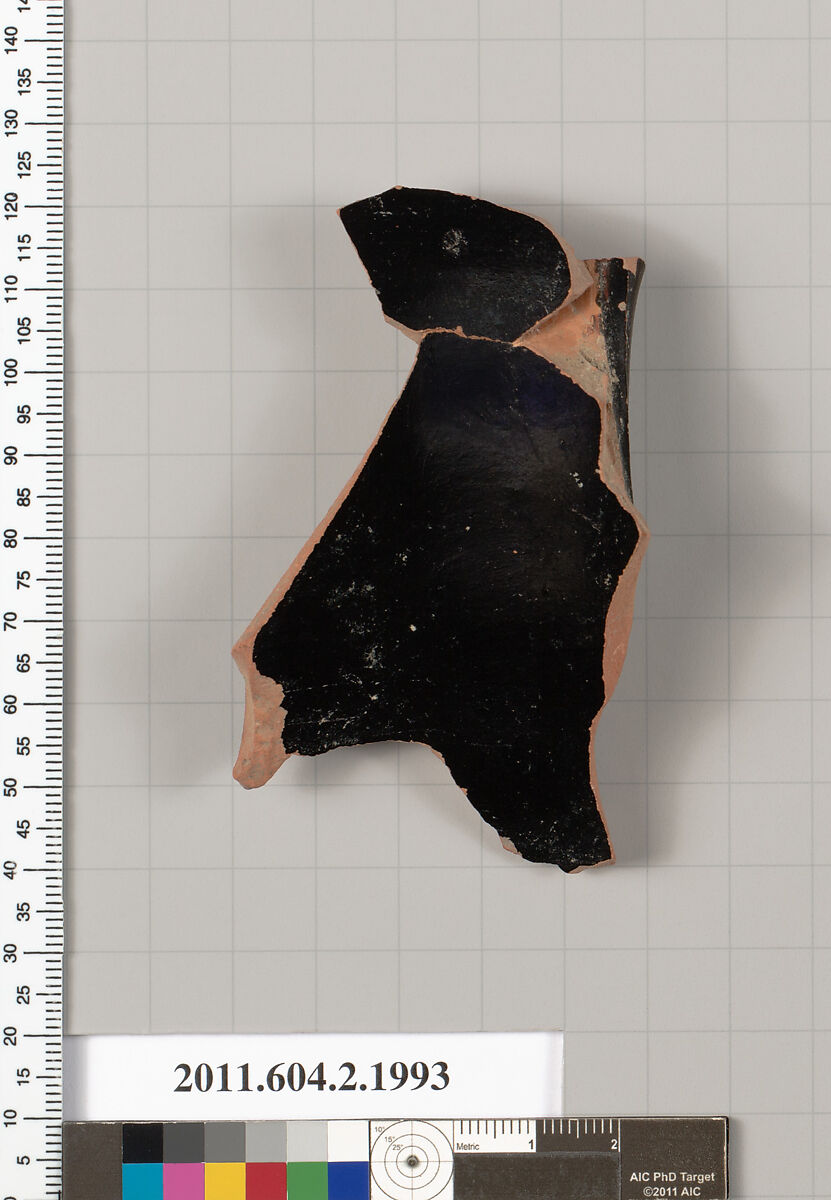 Terracotta fragment of a pelike (jar)?, Terracotta, Greek, Attic