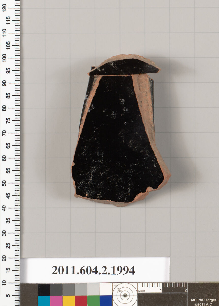Terracotta fragment of a pelike (jar)?, Terracotta, Greek, Attic