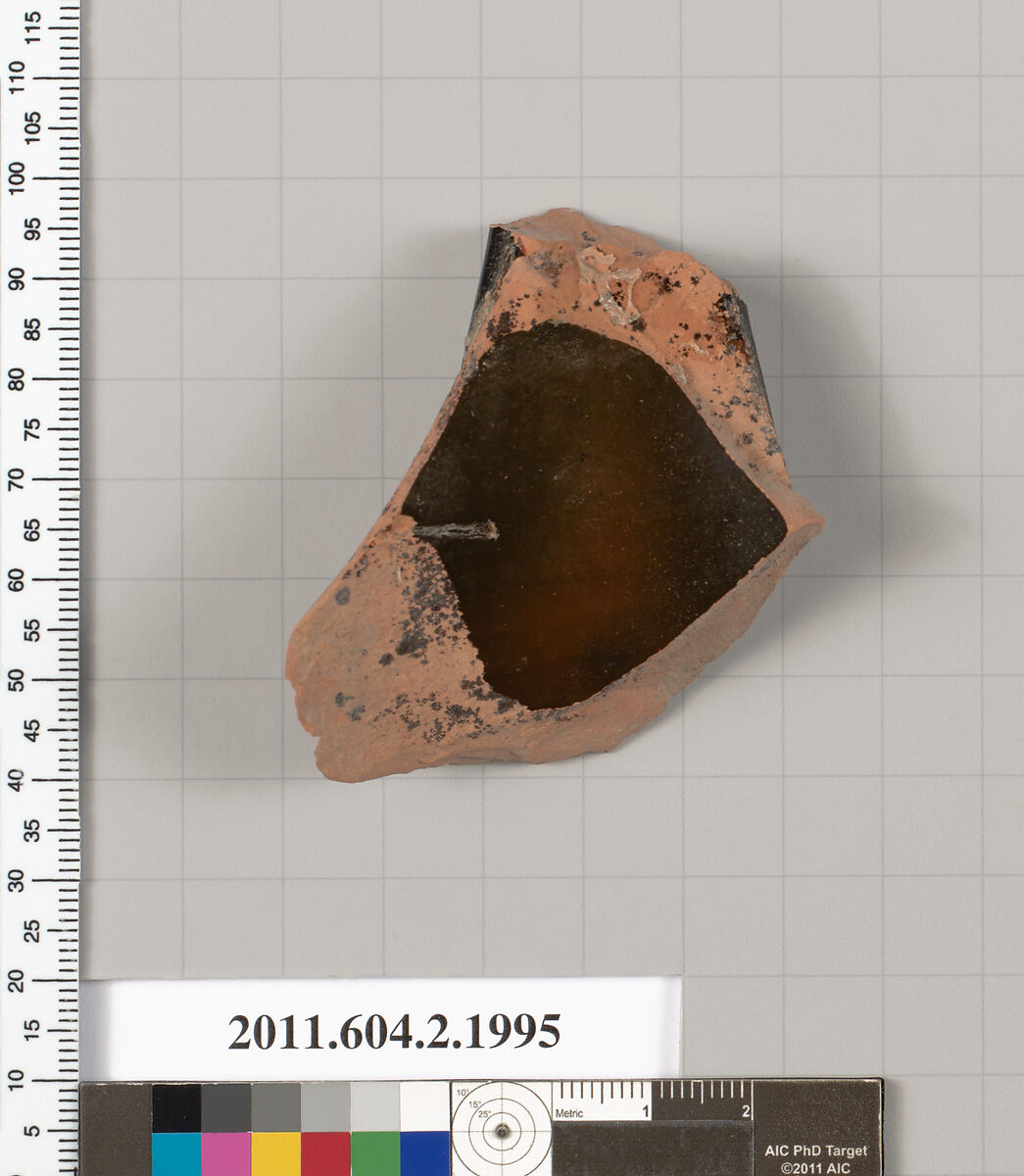 Terracotta fragment of a pelike (jar)?, Terracotta, Greek, Attic