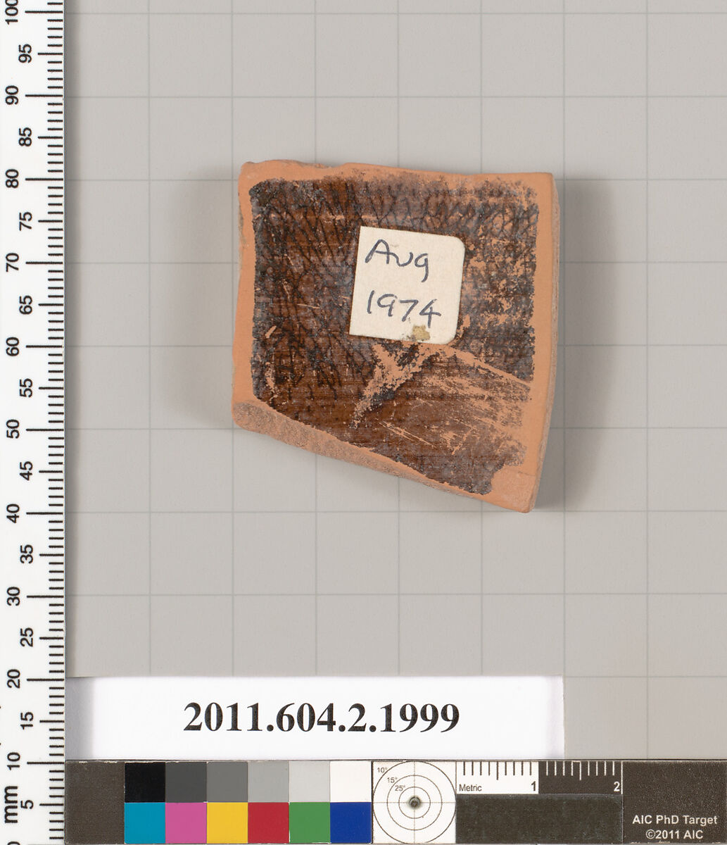 Terracotta fragment of a pot; glazed on the inside, Terracotta, Greek, Attic