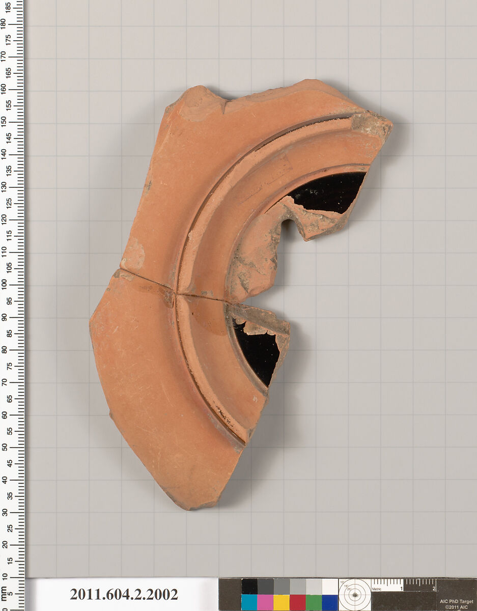 Terracotta fragment of a plate, Terracotta, Greek, Attic