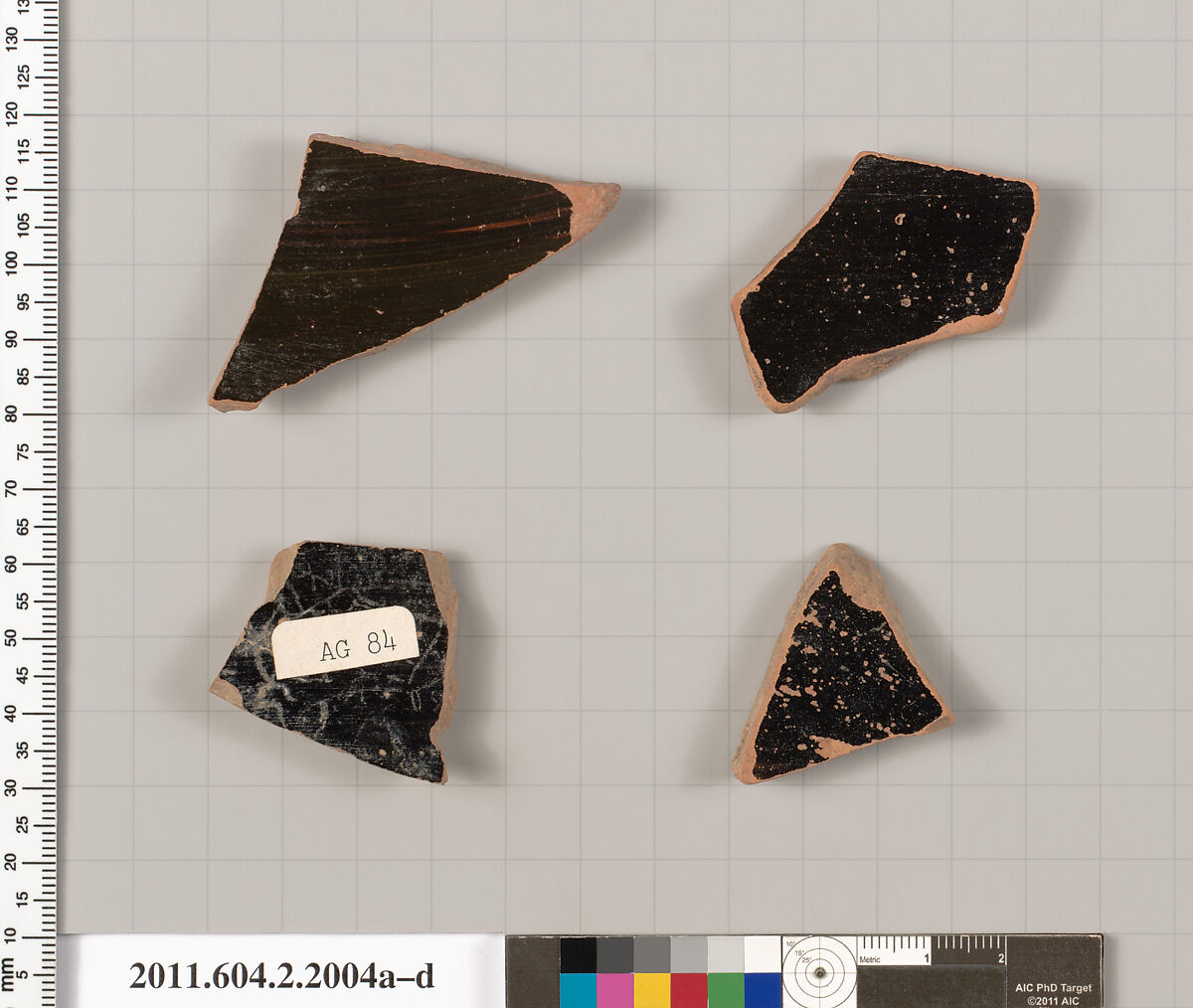 Terracotta fragments of pots; glazed on the inside, Terracotta, Greek, Attic