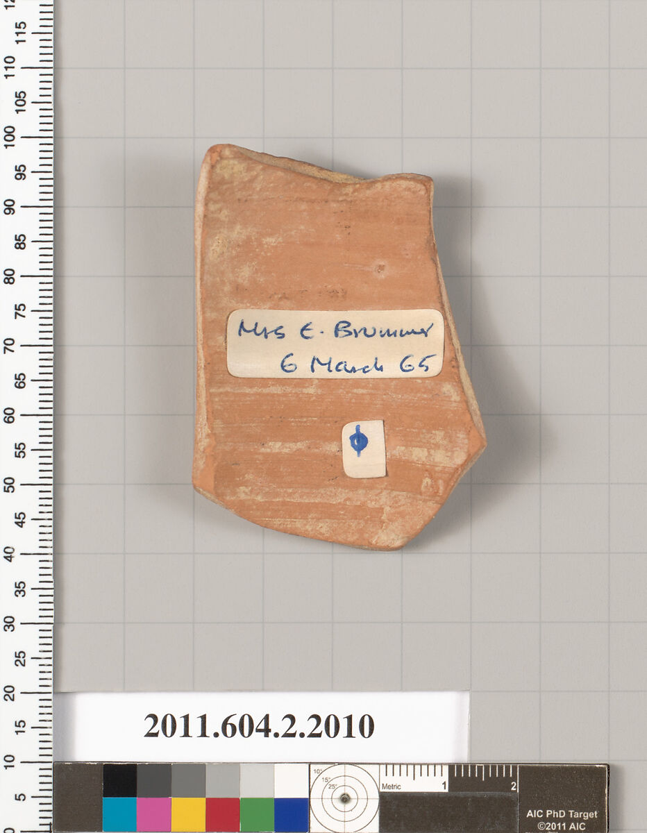 Terracotta fragment of a squat lekythos (oil flask)?, Terracotta, Greek, Attic