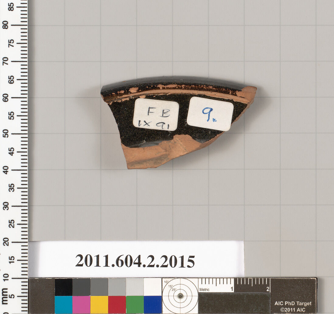Terracotta fragment of a plate, Terracotta, Greek, Attic