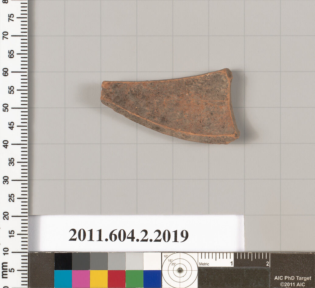 Terracotta fragment of an askos (flask with a spout and handle over the top), Terracotta, Greek, Attic