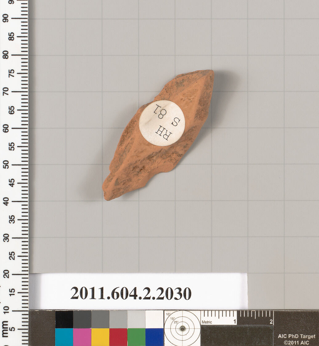 Terracotta fragment of an alabastron (perfume vase)?, Terracotta, Greek, Attic