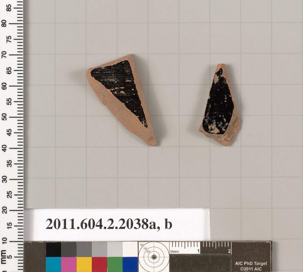 Terracotta fragments of pots; glazed on the inside, Terracotta, Greek, Attic