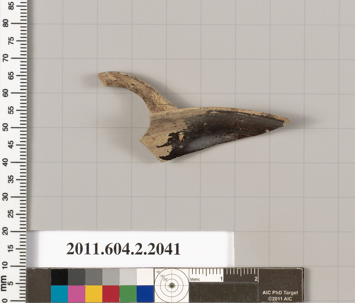Terracotta fragment of a skyphos (deep drinking cup), Terracotta, Greek, Attic